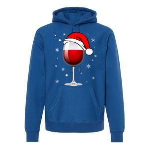 Funny Christmas Wine Glass Santa Hat Holiday For Wine Lovers Cute Gift Premium Hoodie