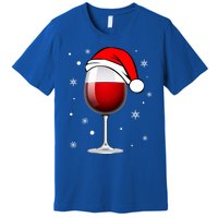 Funny Christmas Wine Glass Santa Hat Holiday For Wine Lovers Cute Gift Premium T-Shirt