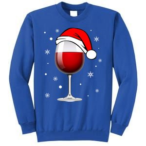 Funny Christmas Wine Glass Santa Hat Holiday For Wine Lovers Cute Gift Tall Sweatshirt