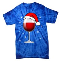 Funny Christmas Wine Glass Santa Hat Holiday For Wine Lovers Cute Gift Tie-Dye T-Shirt