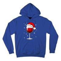 Funny Christmas Wine Glass Santa Hat Holiday For Wine Lovers Cute Gift Tall Hoodie