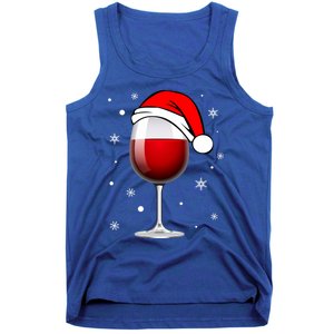 Funny Christmas Wine Glass Santa Hat Holiday For Wine Lovers Cute Gift Tank Top