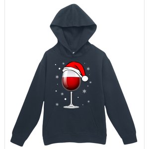 Funny Christmas Wine Glass Santa Hat Holiday For Wine Lovers Cute Gift Urban Pullover Hoodie