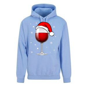 Funny Christmas Wine Glass Santa Hat Holiday For Wine Lovers Cute Gift Unisex Surf Hoodie