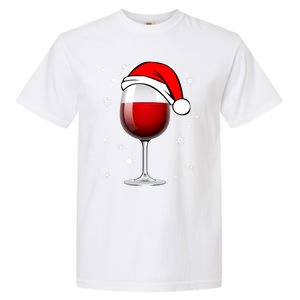 Funny Christmas Wine Glass Santa Hat Holiday For Wine Lovers Cute Gift Garment-Dyed Heavyweight T-Shirt