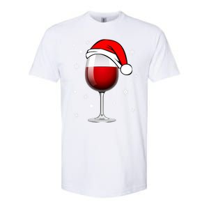 Funny Christmas Wine Glass Santa Hat Holiday For Wine Lovers Cute Gift Softstyle CVC T-Shirt