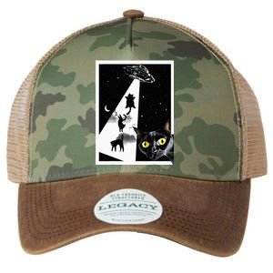 Funny Cats With Alien UFO Spaceship. Funny Cat Lovers Legacy Tie Dye Trucker Hat