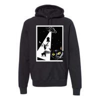 Funny Cats With Alien UFO Spaceship. Funny Cat Lovers Premium Hoodie