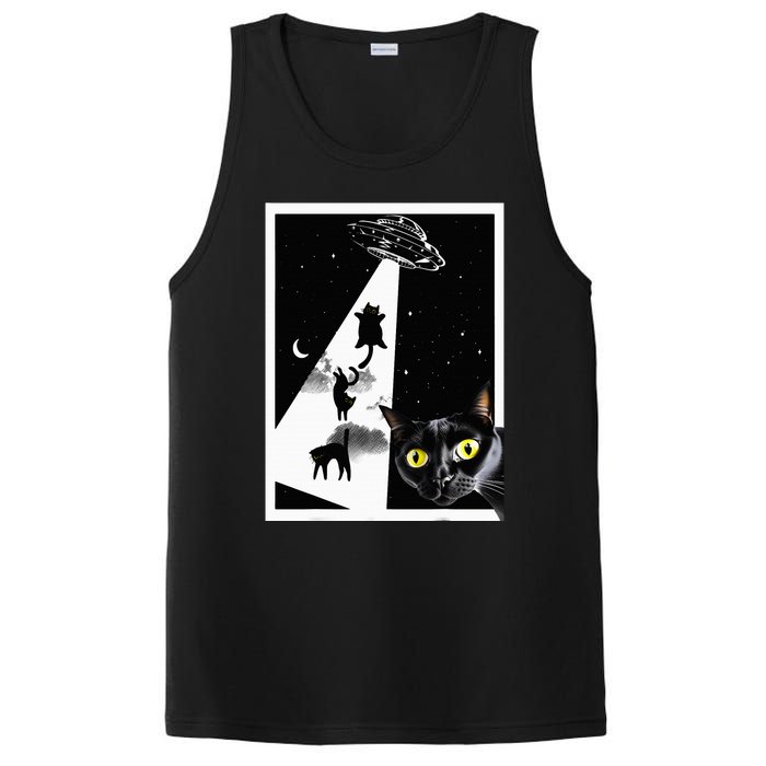 Funny Cats With Alien UFO Spaceship. Funny Cat Lovers PosiCharge Competitor Tank