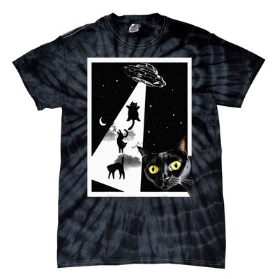 Funny Cats With Alien UFO Spaceship. Funny Cat Lovers Tie-Dye T-Shirt