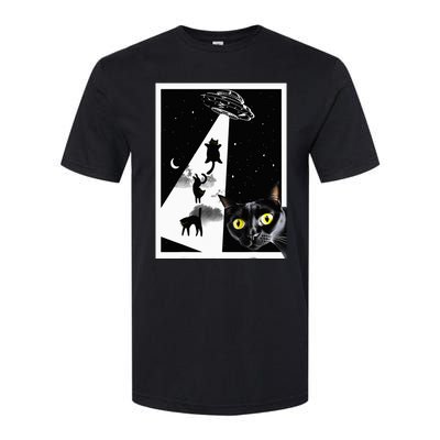 Funny Cats With Alien UFO Spaceship. Funny Cat Lovers Softstyle CVC T-Shirt