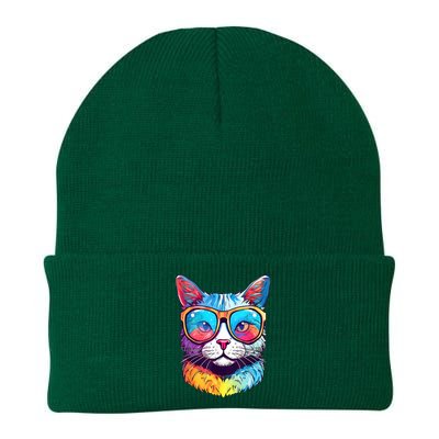 Funny Cat Wearing Sunglasses Cat Lover Cat Graphic Men Women Knit Cap Winter Beanie