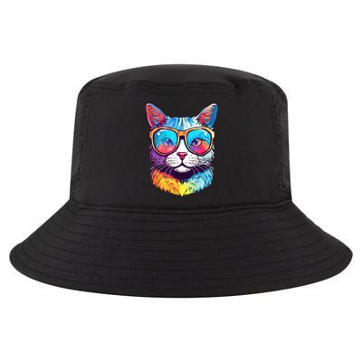 Funny Cat Wearing Sunglasses Cat Lover Cat Graphic Men Women Cool Comfort Performance Bucket Hat