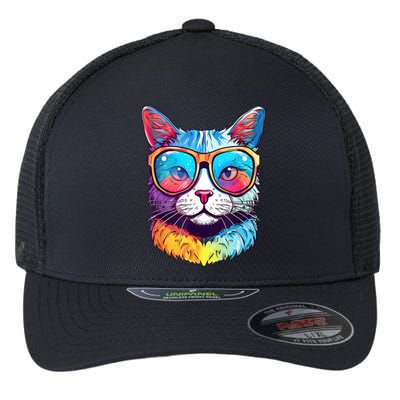 Funny Cat Wearing Sunglasses Cat Lover Cat Graphic Men Women Flexfit Unipanel Trucker Cap