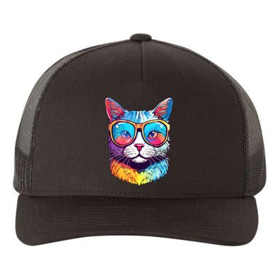 Funny Cat Wearing Sunglasses Cat Lover Cat Graphic Men Women Yupoong Adult 5-Panel Trucker Hat