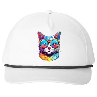 Funny Cat Wearing Sunglasses Cat Lover Cat Graphic Men Women Snapback Five-Panel Rope Hat