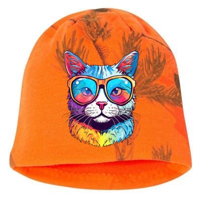 Funny Cat Wearing Sunglasses Cat Lover Cat Graphic Men Women Kati - Camo Knit Beanie