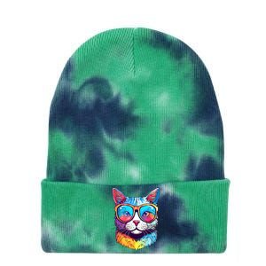 Funny Cat Wearing Sunglasses Cat Lover Cat Graphic Men Women Tie Dye 12in Knit Beanie