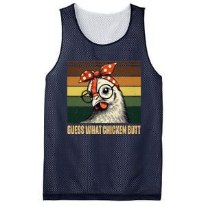 Funny Chicken With Bandana Glasses Guess What Chicken Butt Mesh Reversible Basketball Jersey Tank