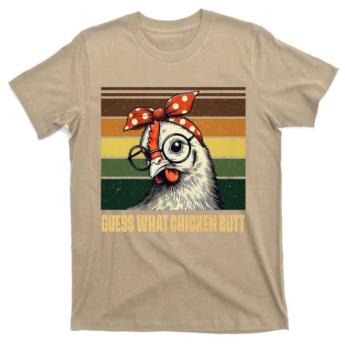 Funny Chicken With Bandana Glasses Guess What Chicken Butt T-Shirt