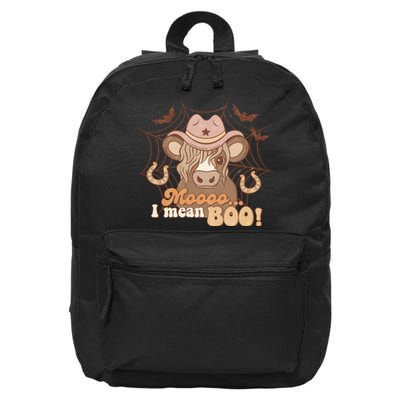 Funny Cow Witch Halloween Moo I Mean Boo Gift 16 in Basic Backpack