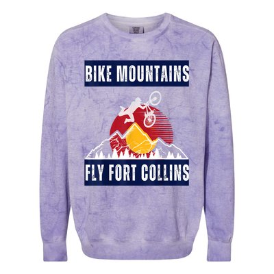 Fort Collins: Where Bikers And Mountain Meet Colorblast Crewneck Sweatshirt