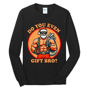 Funny Christmas Weightlifting Bodybuilding Muscular Santa Tall Long Sleeve T-Shirt