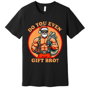 Funny Christmas Weightlifting Bodybuilding Muscular Santa Premium T-Shirt