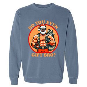 Funny Christmas Weightlifting Bodybuilding Muscular Santa Garment-Dyed Sweatshirt