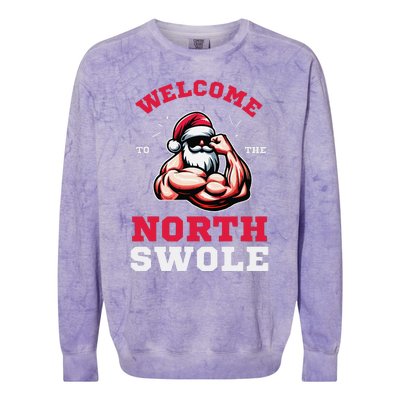 Funny Christmas Weightlifting Workout North Swole Colorblast Crewneck Sweatshirt