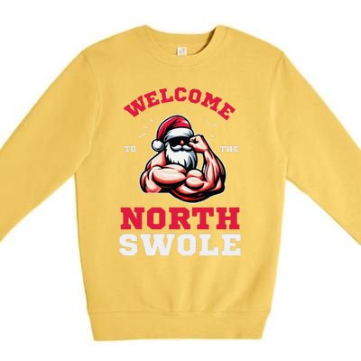 Funny Christmas Weightlifting Workout North Swole Premium Crewneck Sweatshirt