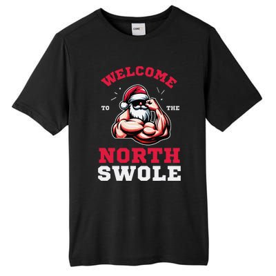 Funny Christmas Weightlifting Workout North Swole Tall Fusion ChromaSoft Performance T-Shirt