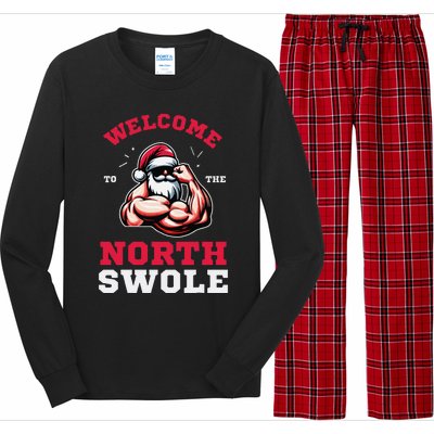 Funny Christmas Weightlifting Workout North Swole Long Sleeve Pajama Set