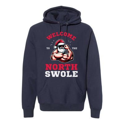 Funny Christmas Weightlifting Workout North Swole Premium Hoodie