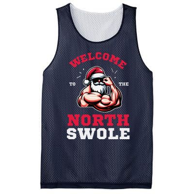 Funny Christmas Weightlifting Workout North Swole Mesh Reversible Basketball Jersey Tank