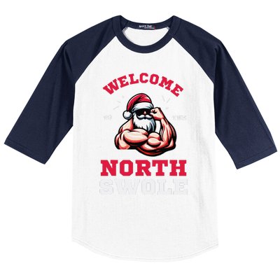 Funny Christmas Weightlifting Workout North Swole Baseball Sleeve Shirt