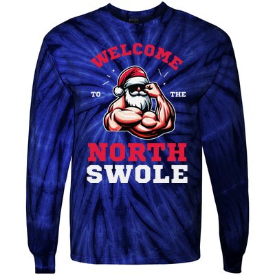 Funny Christmas Weightlifting Workout North Swole Tie-Dye Long Sleeve Shirt