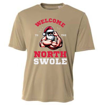 Funny Christmas Weightlifting Workout North Swole Cooling Performance Crew T-Shirt