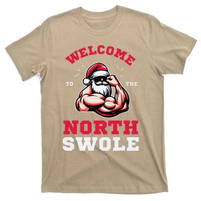 Funny Christmas Weightlifting Workout North Swole T-Shirt