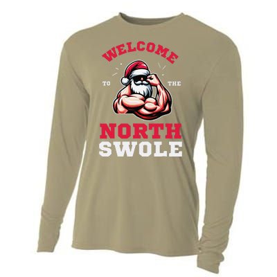 Funny Christmas Weightlifting Workout North Swole Cooling Performance Long Sleeve Crew