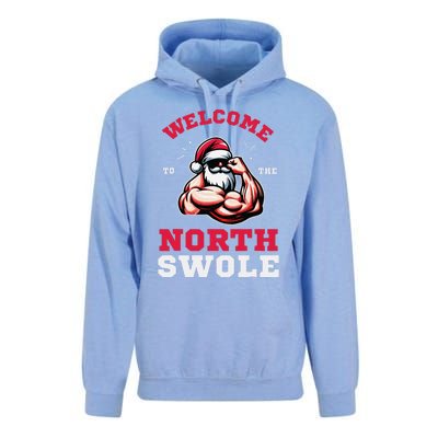 Funny Christmas Weightlifting Workout North Swole Unisex Surf Hoodie