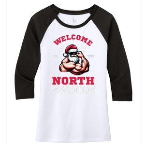 Funny Christmas Weightlifting Workout North Swole Women's Tri-Blend 3/4-Sleeve Raglan Shirt