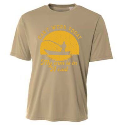 Fishing Can't Work Today My Arm Is In A Cast Fisherman Cooling Performance Crew T-Shirt