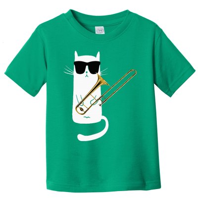 Funny Cat Wearing Sunglasses Playing Trombone Toddler T-Shirt