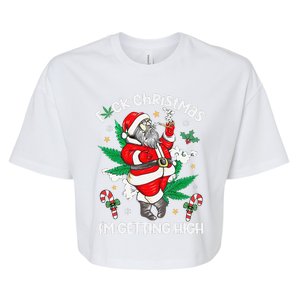 Fuck Christmas Weed Smoking Gnome Sarcastic Xmas Bella+Canvas Jersey Crop Tee