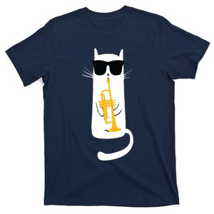 Funny Cat Wearing Sunglasses Playing Trumpet T-Shirt