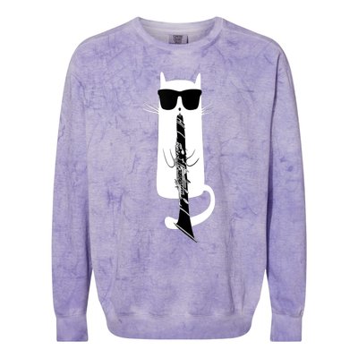 Funny Cat Wearing Sunglasses Playing Clarinet Colorblast Crewneck Sweatshirt