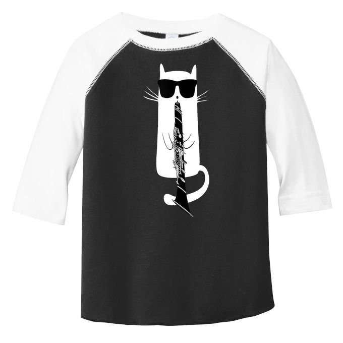 Funny Cat Wearing Sunglasses Playing Clarinet Toddler Fine Jersey T-Shirt
