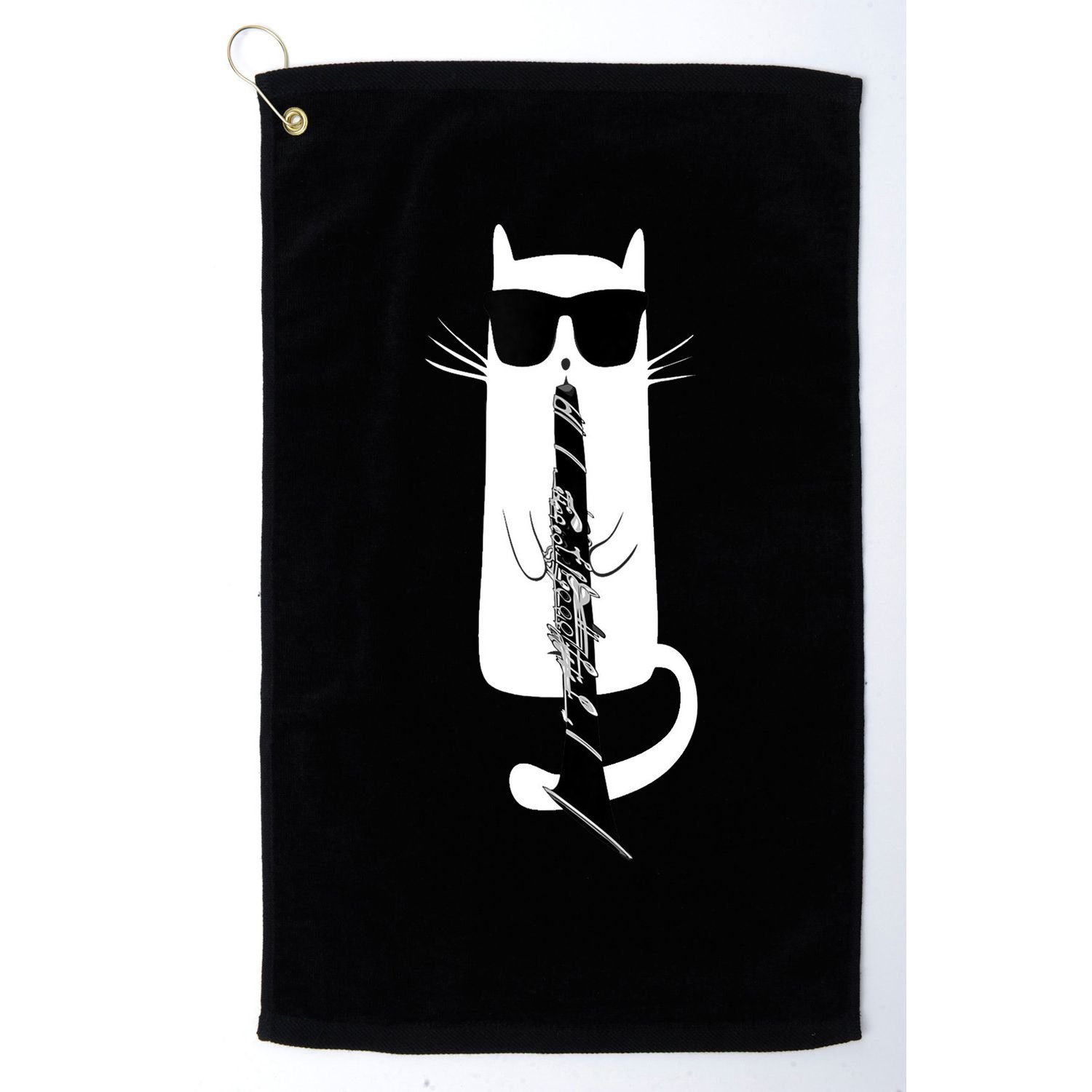 Funny Cat Wearing Sunglasses Playing Clarinet Golf Towel