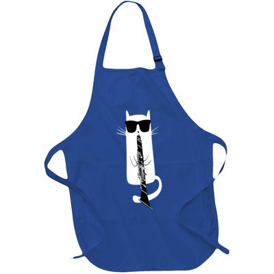 Funny Cat Wearing Sunglasses Playing Clarinet Apron